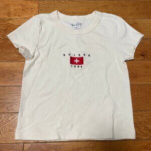 NWOT Brandy Melville Ashlyn Swiss Flag Top T-shirt